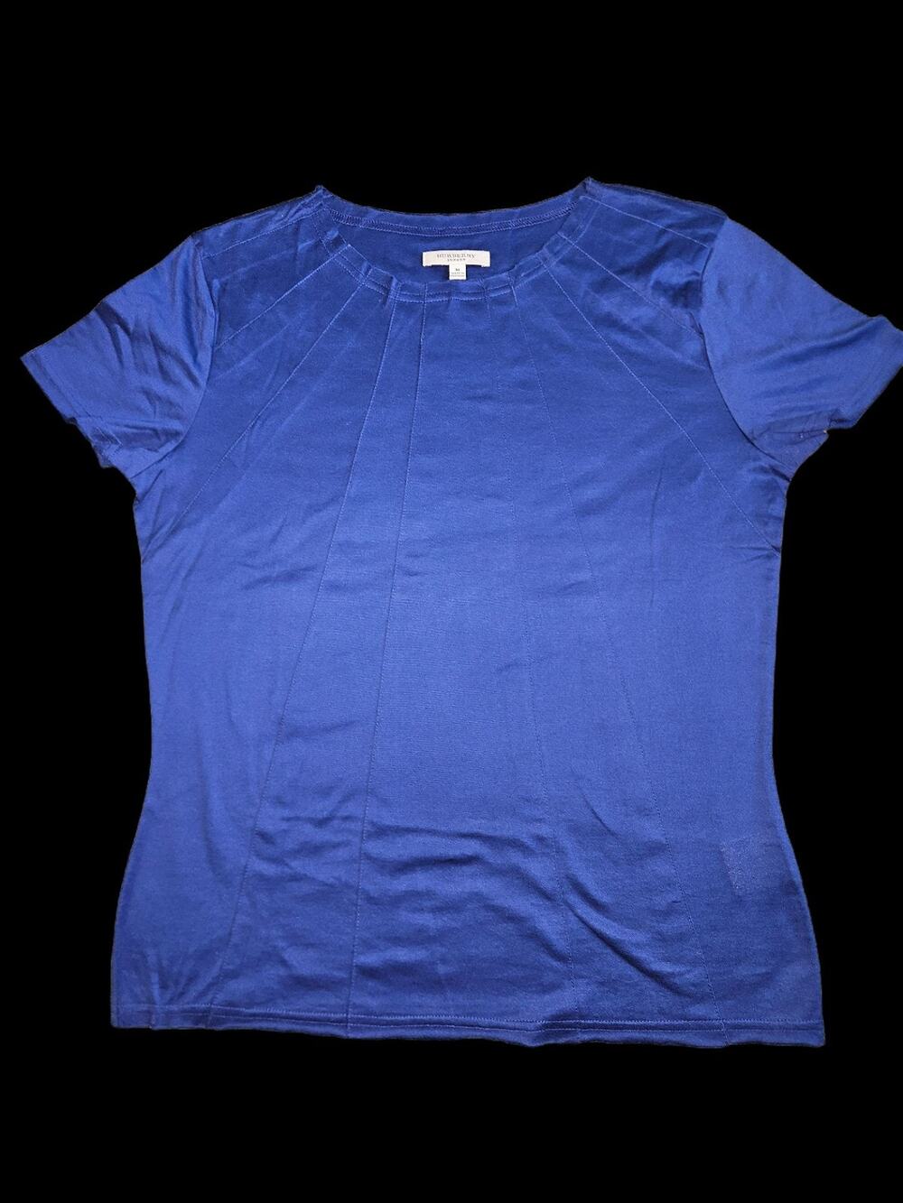 Burberry London Royal Blue Pintuck Short Sleeve Tee Crest Logo